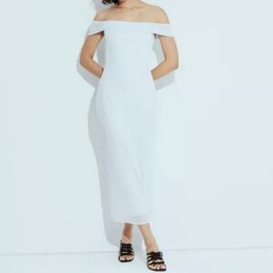 Women's Off Shoulder Light Blue Bodycon Midi Dress XXL Wild Fable